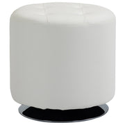 Poggiapiedi rotondo imbottito con base in acciaio ¨C zephmum ¨C ? 45,5x44,5 cm, bianco