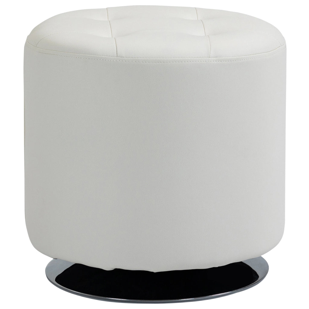 Poggiapiedi rotondo imbottito con base in acciaio ¨C zephmum ¨C ? 45,5x44,5 cm, bianco