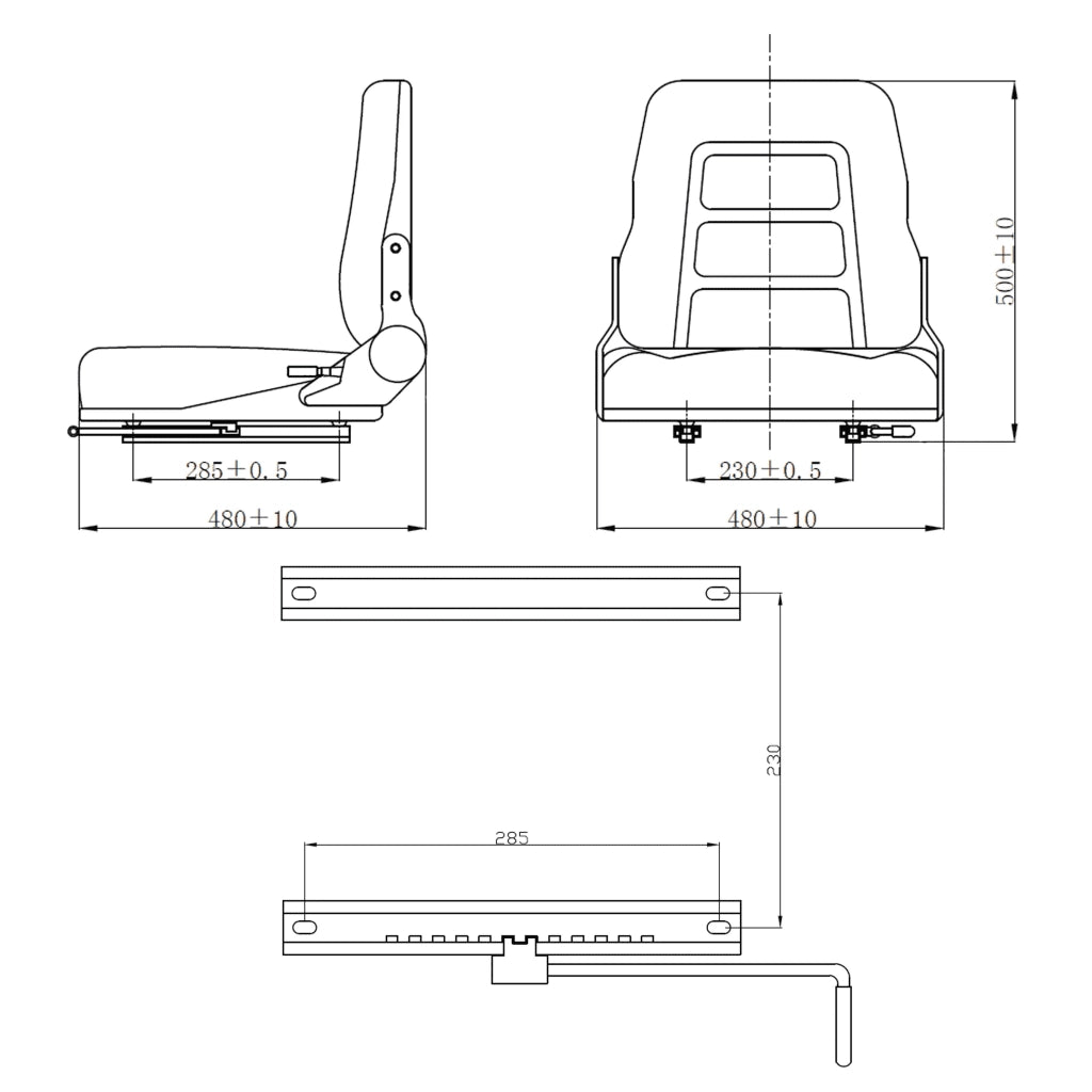 Sedile per Trattore e Muletto con Schienale Regolabile Nero CFW6012434