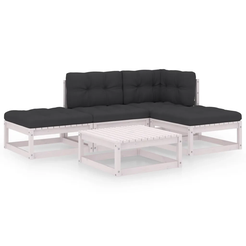 Set Divani da Giardino 5 pz con Cuscini Legno Massello Pino cod mxl 36375