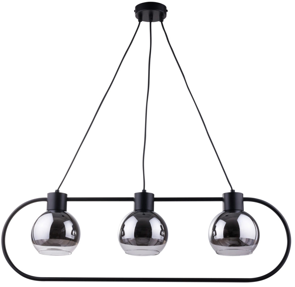 Lampada a sospensione moderna nera Linda vetro argento 3xE27