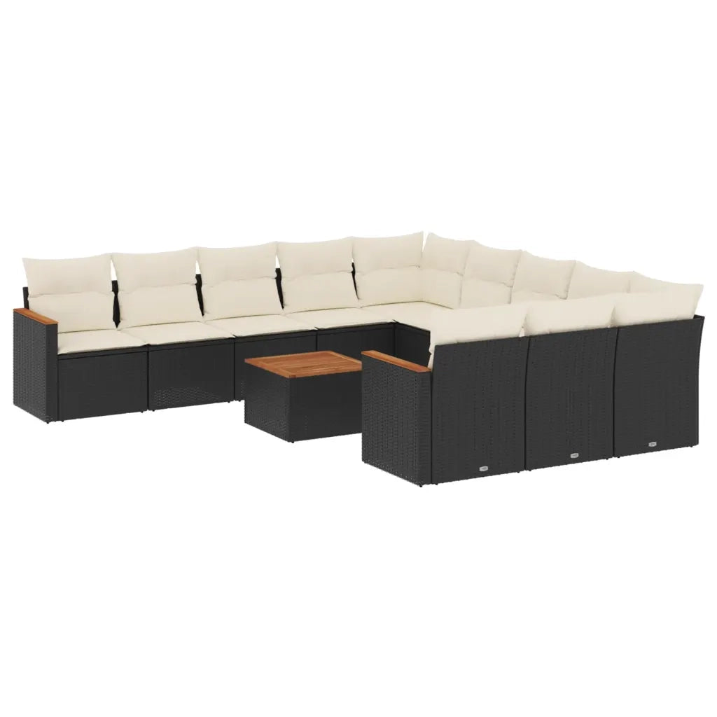 Set Divani da Giardino 12 pz con Cuscini Nero in Polyrattan 3226434