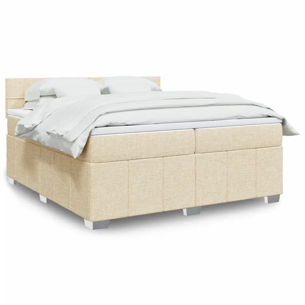 Giroletto a Molle con Materasso Crema 200x200 cm in Tessuto 3287180