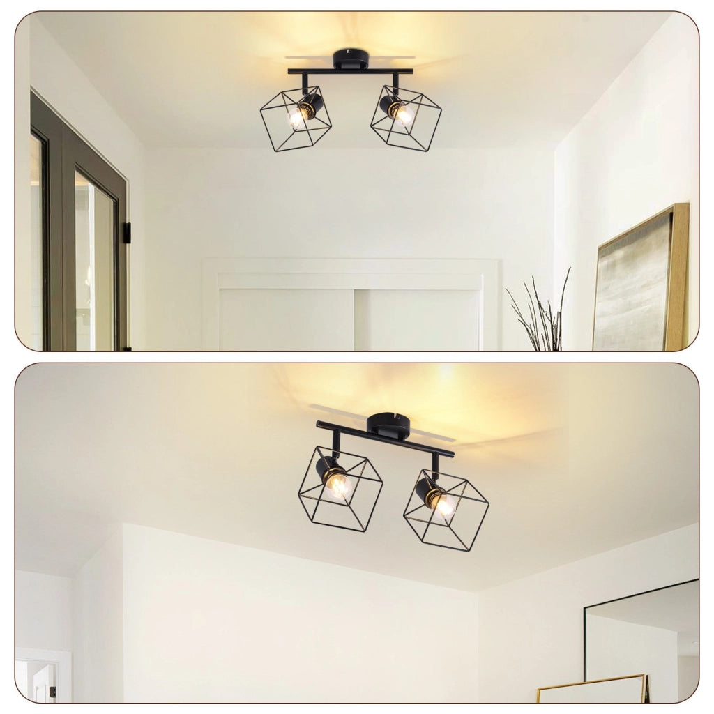 ZMH Faretto da soffitto 2 fiamme orientabile a 350° lampada da soffitto vintage in metallo per soggiorno