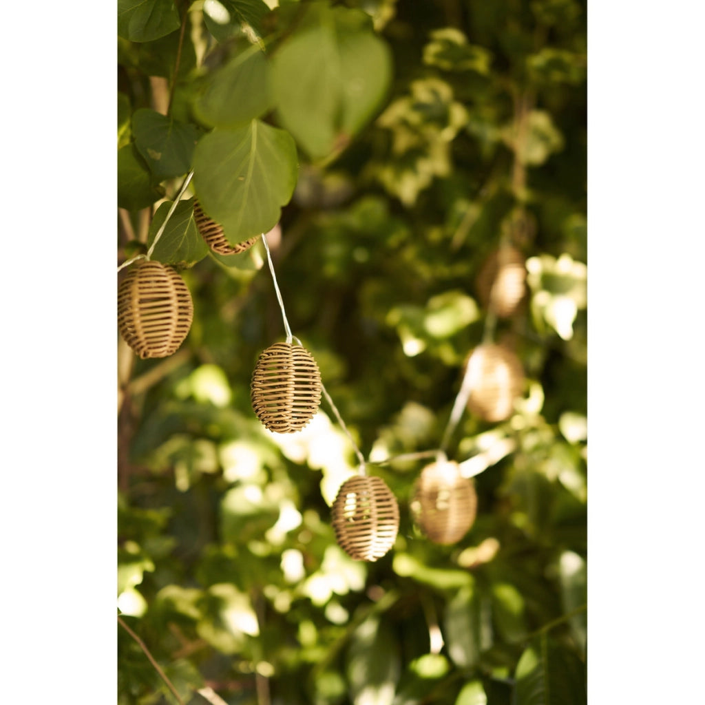 Filo luminoso LED Carlisle in polyrattan e metallo natural/nero — 180 cm