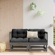 Divano componibile-Divani Angolari con Cuscini 2 pz Legno Massello di Pino Grigio 366712