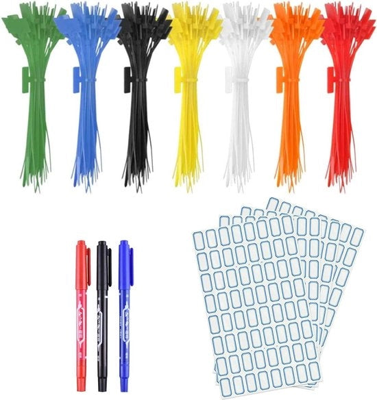 Cinture nylon autoavvolgenti - 250 pezzi in 7 colori - gestione di cavi, fili e cordini