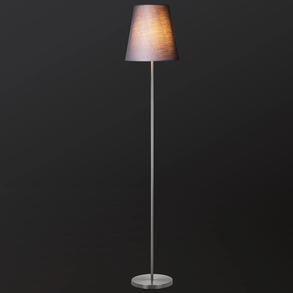 Lampada Piantana da Terra 150cm Design Moderno Paralume E27 60W Tessuto Grigio