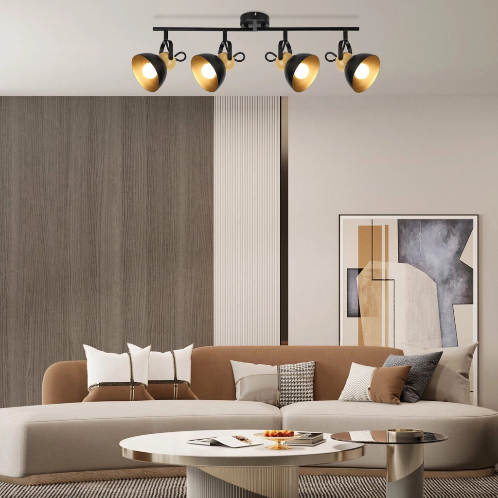 ZMH Faretto da soffitto a 4 luci orientabile a 350° Vintage Plafoniera Soggiorno