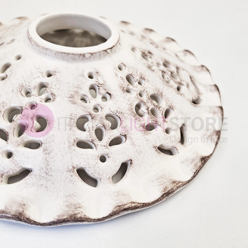 MERLETTO MATT Plafoniera in Ceramica Traforata Ø30 Finitura Anticata