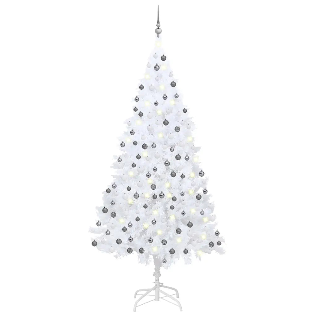 Albero di Natale Preilluminato con Palline Bianco 240 cm PVC 3077715