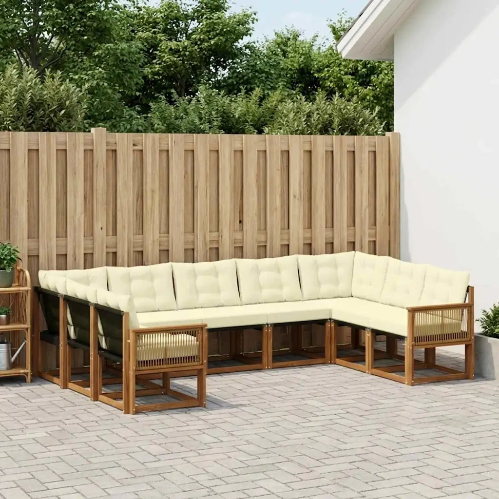 Set di divani da esterno con cuscino 9 pcs Naturale e Crema 3382210