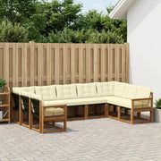 Set di divani da esterno con cuscino 9 pcs Naturale e Crema 3382210