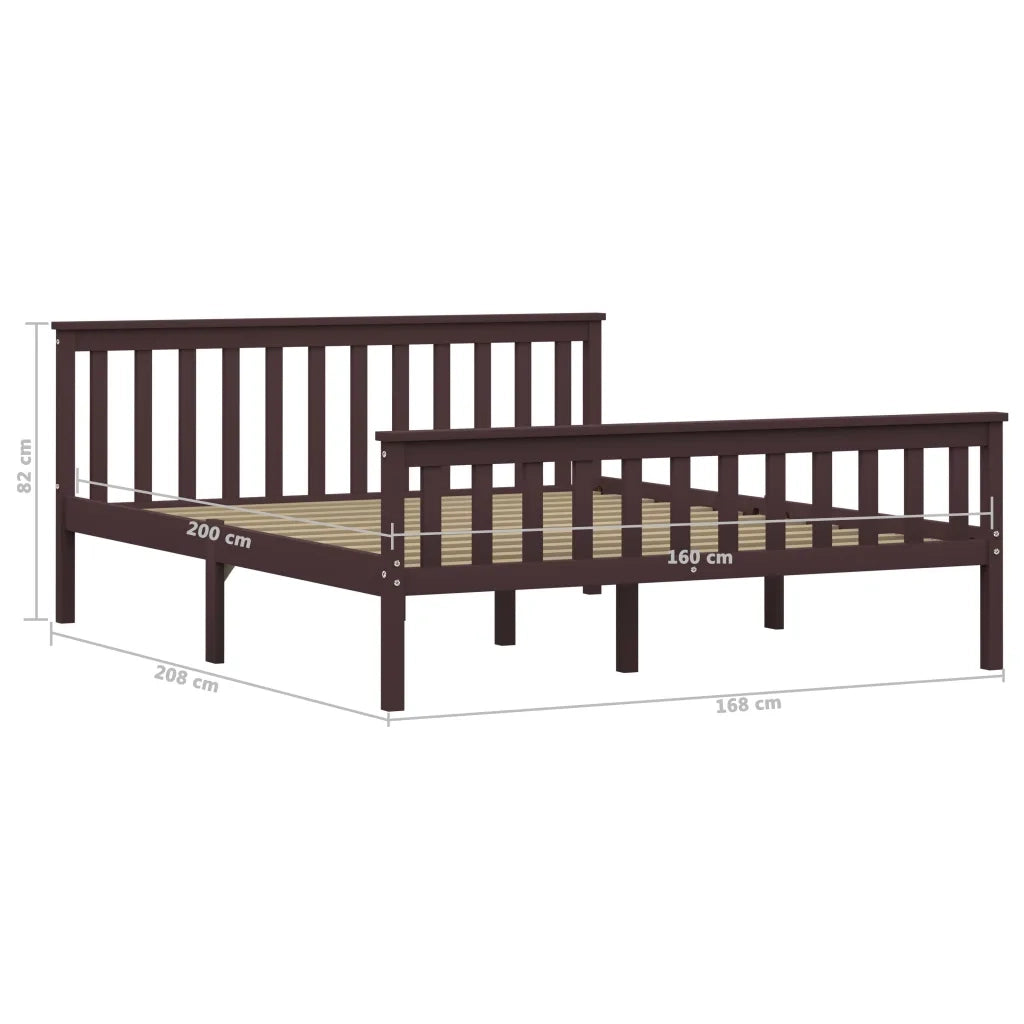Giroletto senza Materasso Marrone Scuro 160x200 cm Legno Pino 283236