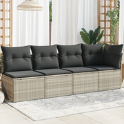 Divano da Giardino con Cuscini 4 Posti-Sofa da Giardino-Divano da esterno Grigio Chiaro Polyrattan 142628