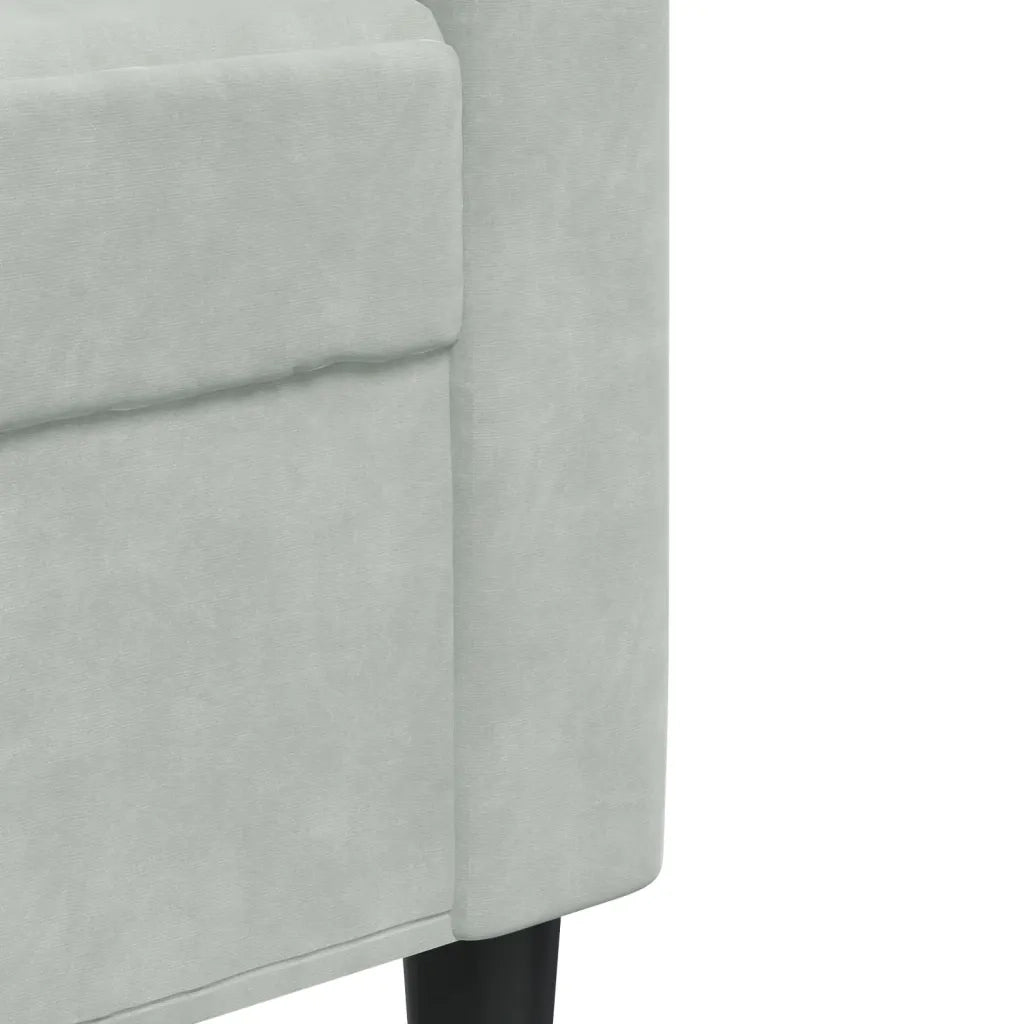 Set di Divani 4 pz con Cuscini e Rinforzi Grigio Chiaro Velluto