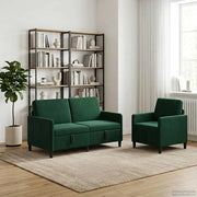 Set di Divani con Storage 2 pz Verde Scuro Poliestere 3429192