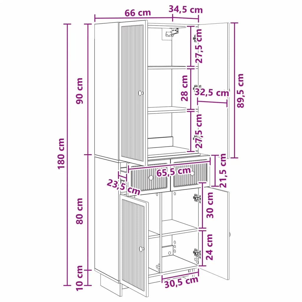 Set di armadi 2 pcs 66 x 34,5 x 90 cm Legno ingegnerizzato
