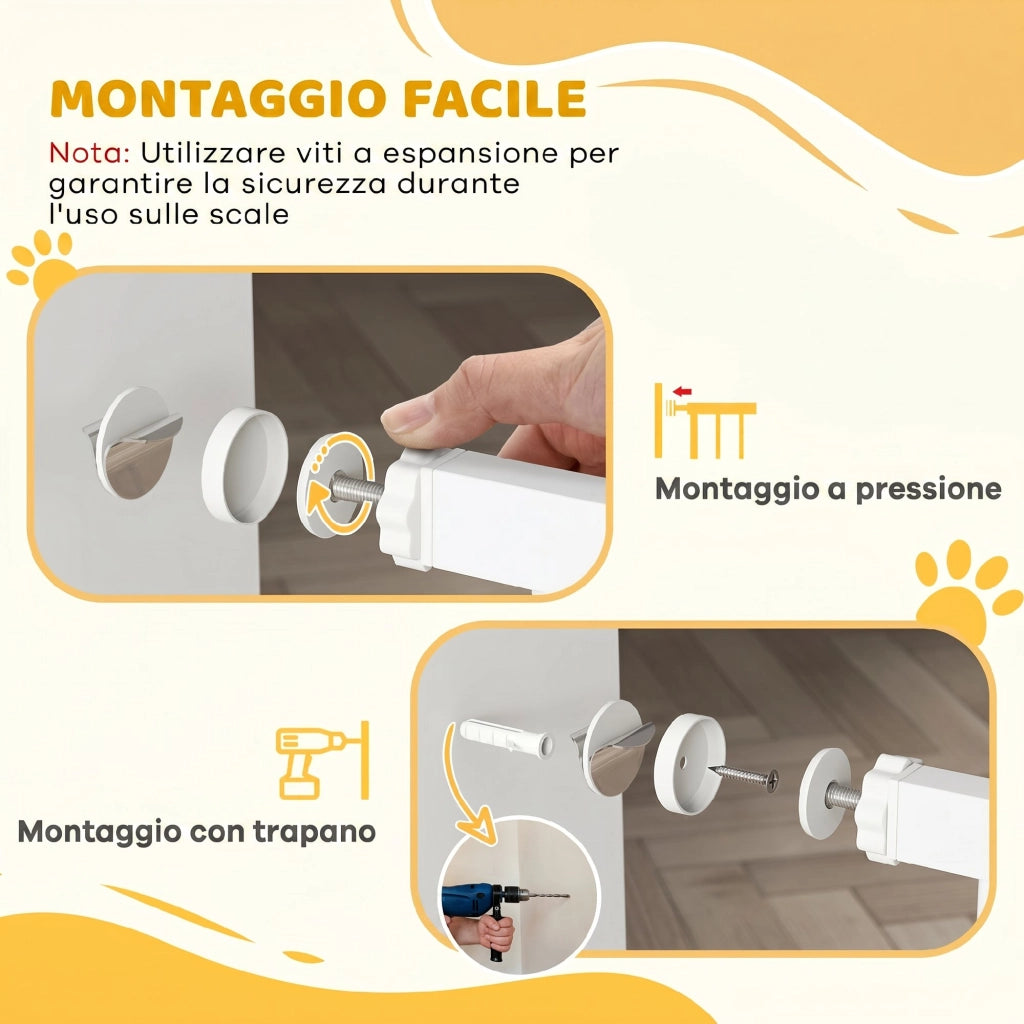 Cancelletto Sicurezza per Cani ¨C zephmum ¨C Acciaio e ABS, 75-115cm, Bianco