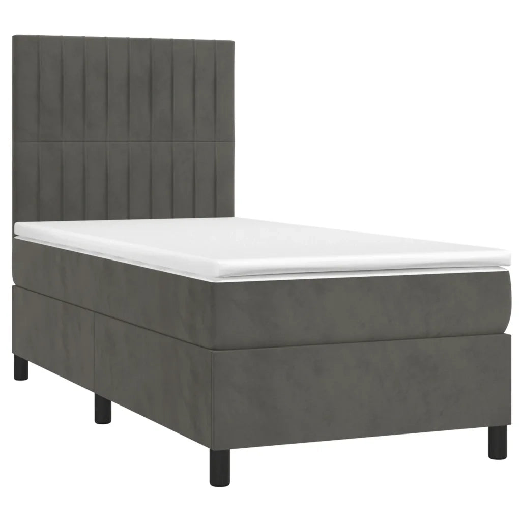 Letto a Molle con Materasso e LED Grigio Scuro 80x200cm Velluto 3136210