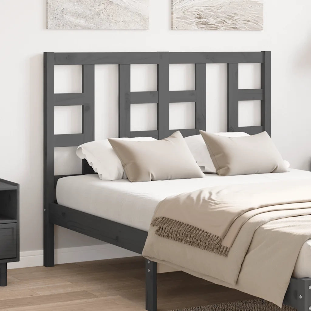 Testiera per Letto Grigia 126x4x100cm in Legno Massello di Pino 817832
