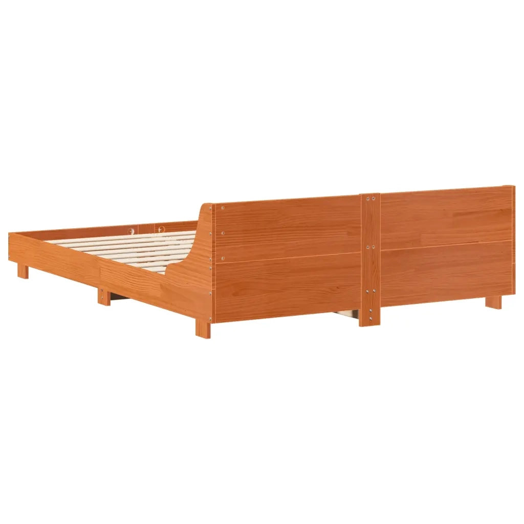 Letto senza Materasso Marrone Cera 160x200 cm in Legno di Pino 850724