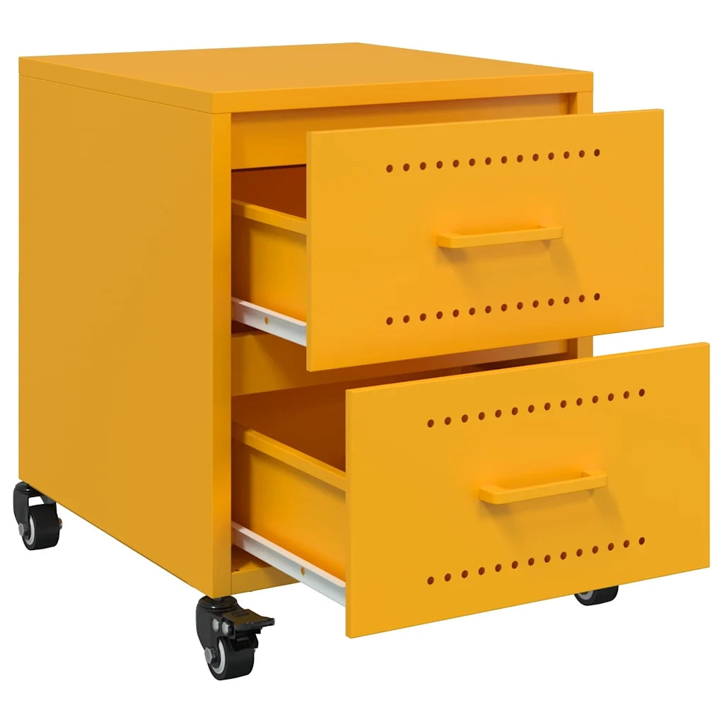 Comodini 2 pz-Set di 2 Tavolino da notte Giallo Senape 36x39x43,5 cm in Acciaio 525106