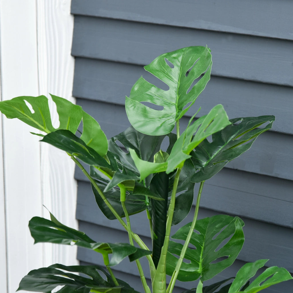Planta Artificiale Monstera con Vaso Cemento ¨C Zephmum ¨C Verde ?16x100 cm