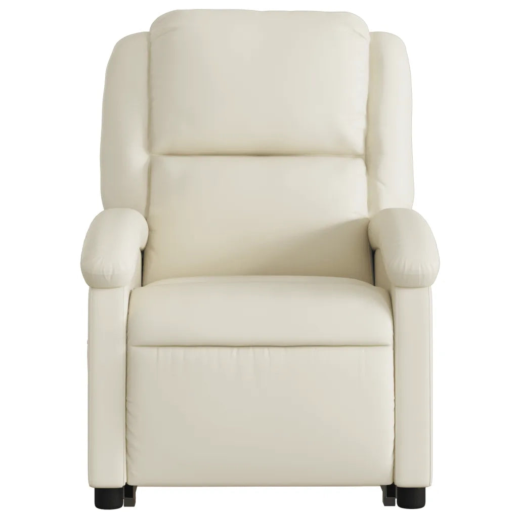 vidaXL Poltrona Alzapersona Reclinabile Crema in Similpelle