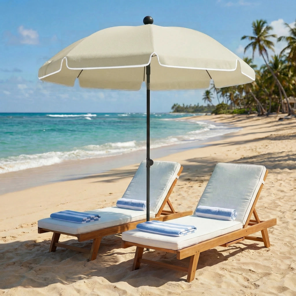Ombrellone da spiaggia ?150 cm pieghevole con sabbia ancoraggio e borsa ¨C zephmum ¨C Beige