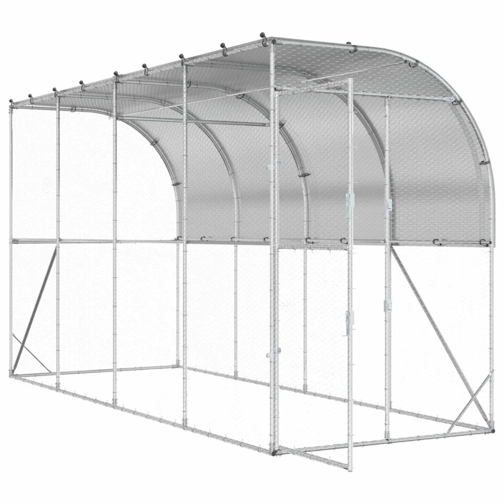 Gabbia per Polli Contro il Muro Argento 600 x 150 x 215 cm 3434721