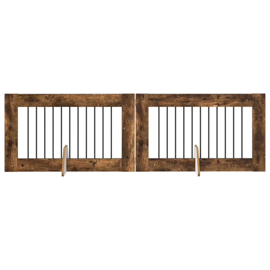 Cancello per cani con supporti 2 pcs Rovere Fumo 100 x 60 cm 892111