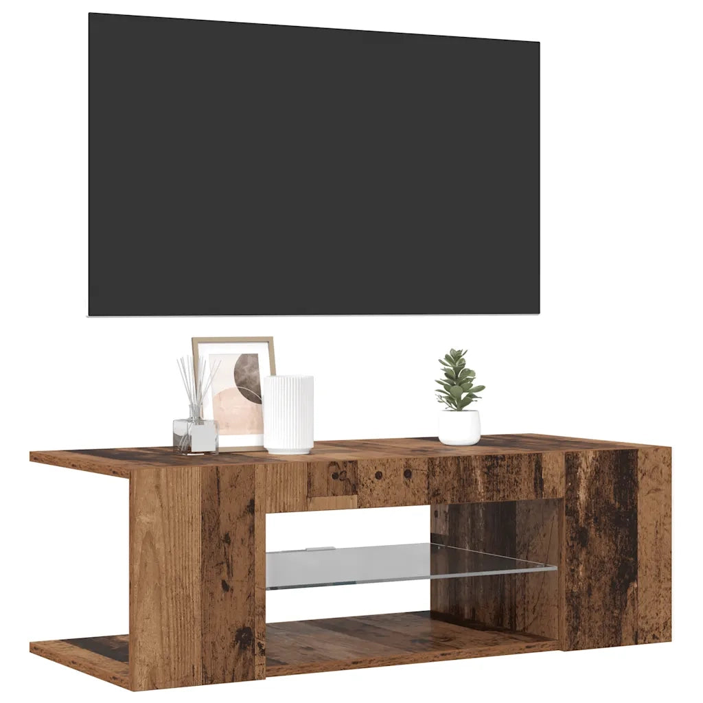Mobile Porta TV con LED Legno Antico 90x39x30 cm Multistrato 856325
