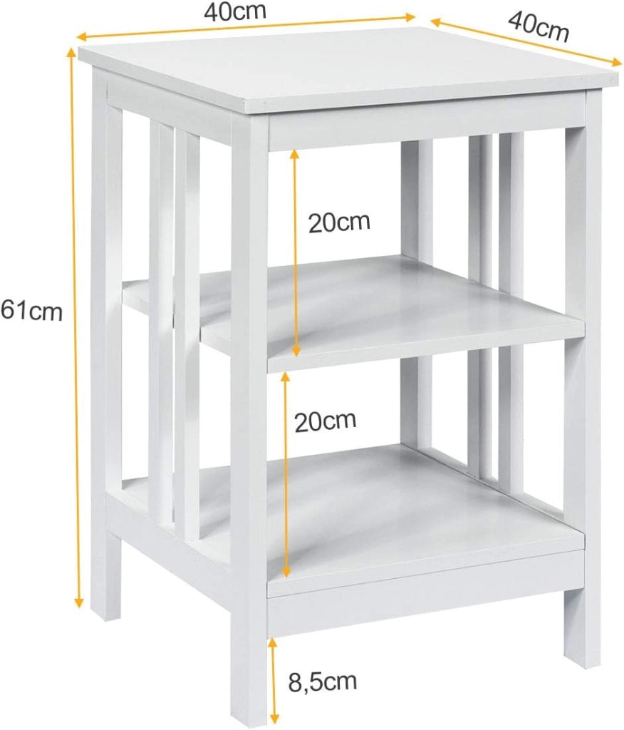 Comodini con 3 Ripiani Cameretta, Camera da Letto, Varie Modelli e Colori (Bianco Ⅱ)