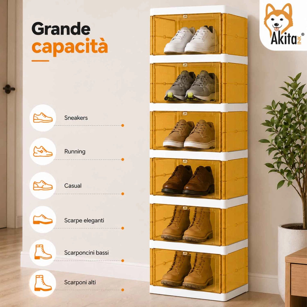 Akitaink Scarpiera Salvaspazio 6 Ante Fisarmonica Gialla