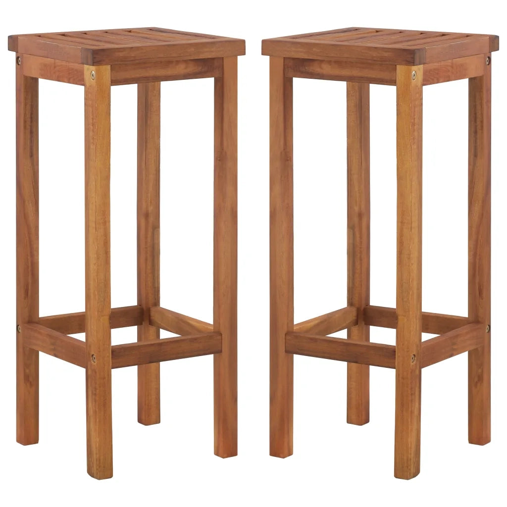 Sgabelli da Bar 2 pz in Legno Massello di Acaciacod mxl 106971
