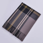 Sciarpa da donna double-face con nappe, stile classico, fantasia a quadri colorata, sciarpa calda