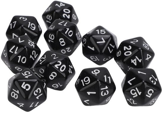Set di Dadi a Doppia Faccia 10 Pezzi - Dadi a 20 Facce - Numeri Chiari - Leggeri - Dadi Poliedrici - Ideali per i Tavoli di Gioco - Dadi per Giochi da Tavolo a Rotazione