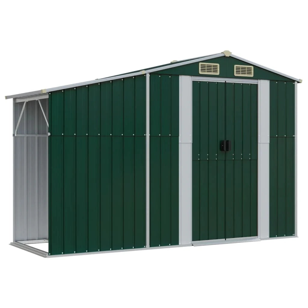 Casetta da giardino cabina ripostiglio casetta da esterno robusta casetta per attrezzi 277 x 192,5 x 179 cm acciaio zincato verde 02_0022376