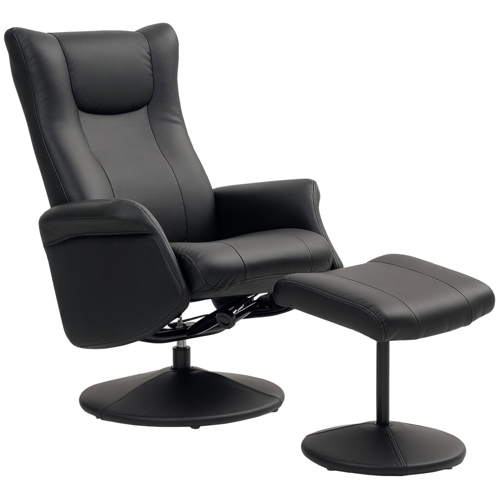 Poltrona relax con poggiapiedi ¨C Xylo ¨C girevole reclinabile similpelle nero