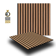JANGAL Parete acustica a pannelli Modulabile LAMELLI 52x52cm rivestiti vero ROVERE mod. DAVERT OAK