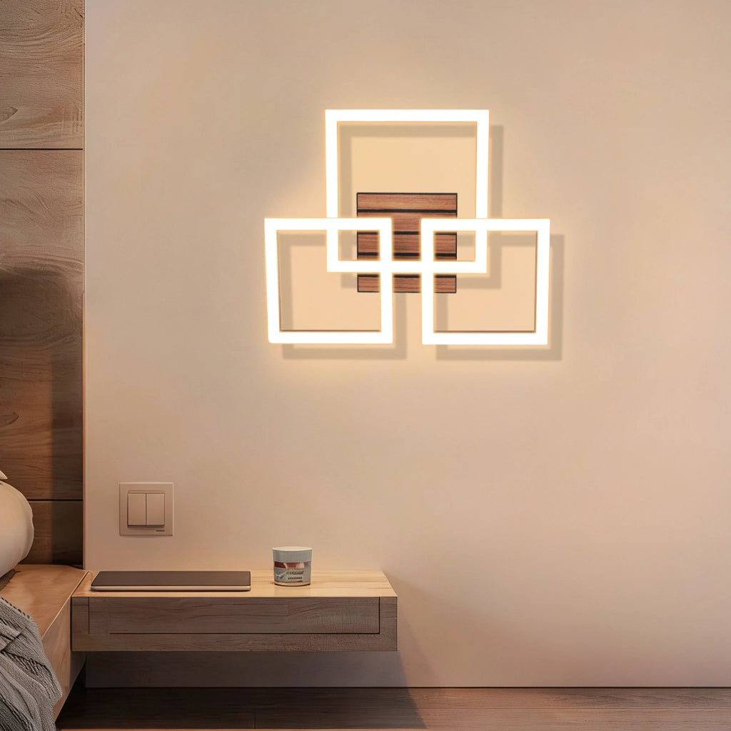 ZMH Lampada da soffitto LED 21W moderna 38CM 3000K luce calda quadrata finitura legno soggiorno camera corridoio