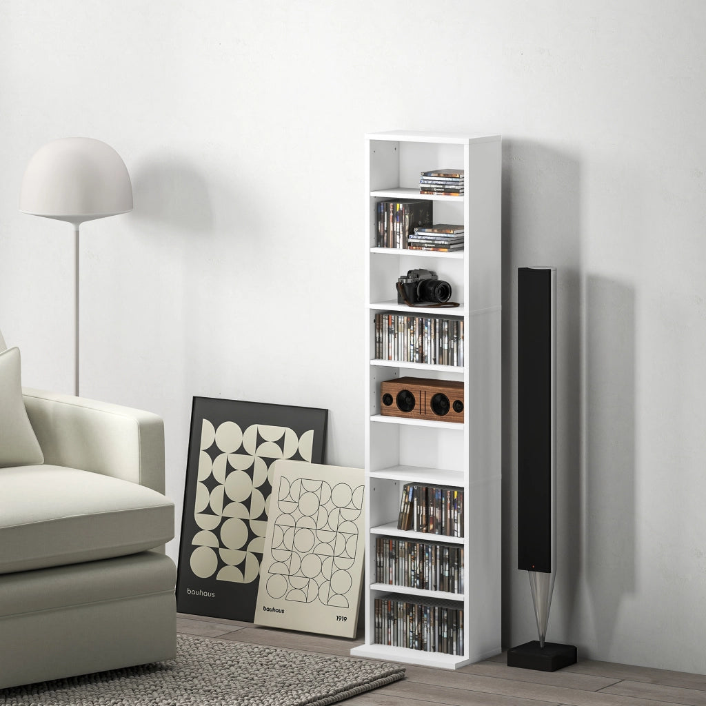 Libreria per CD e DVD con Ripiani Ajustables ¨C zephmum ¨C 33x24x140 cm Bianco
