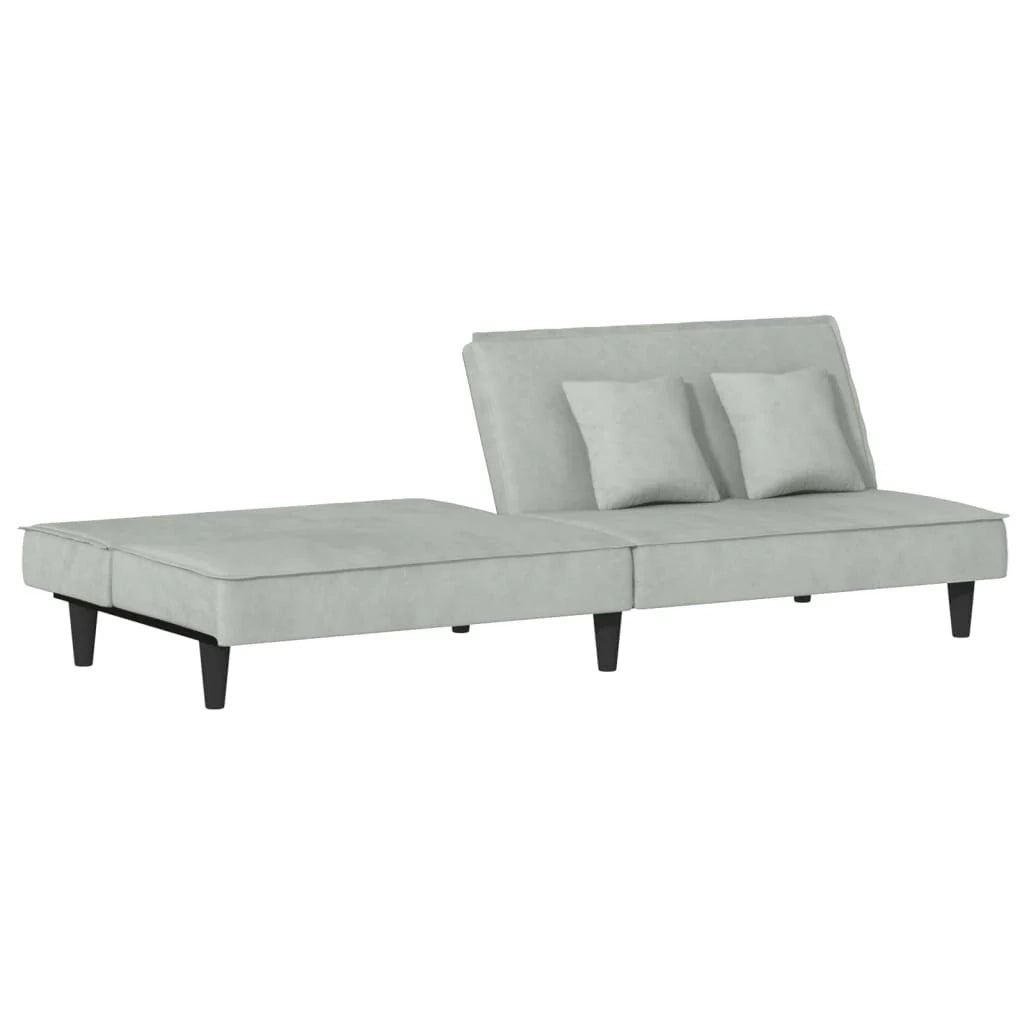 Divano letto 200 x 89 x 70 cm velluto grigio chiaro 02_0019834