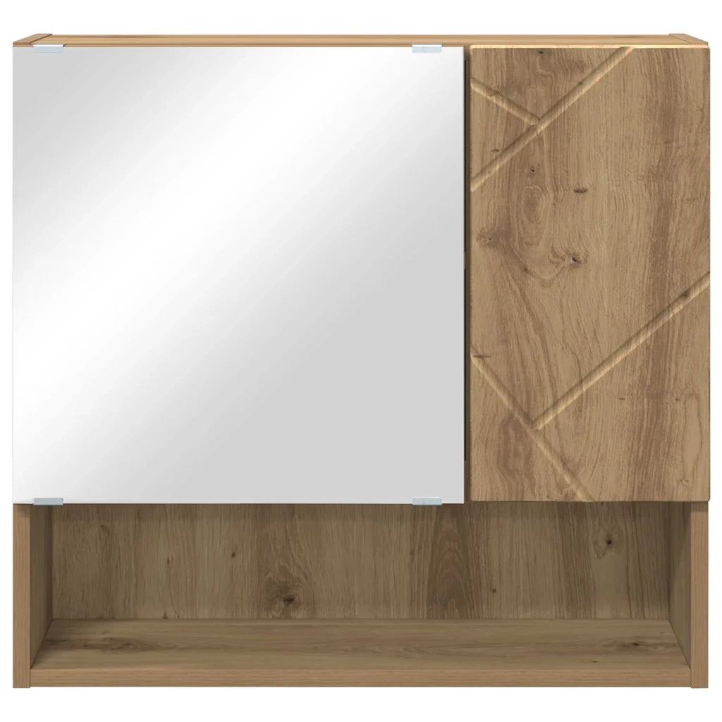 Mobiletto per specchio-Mensola con Specchio Rovere artigianale 59 x 17 x 55 cm