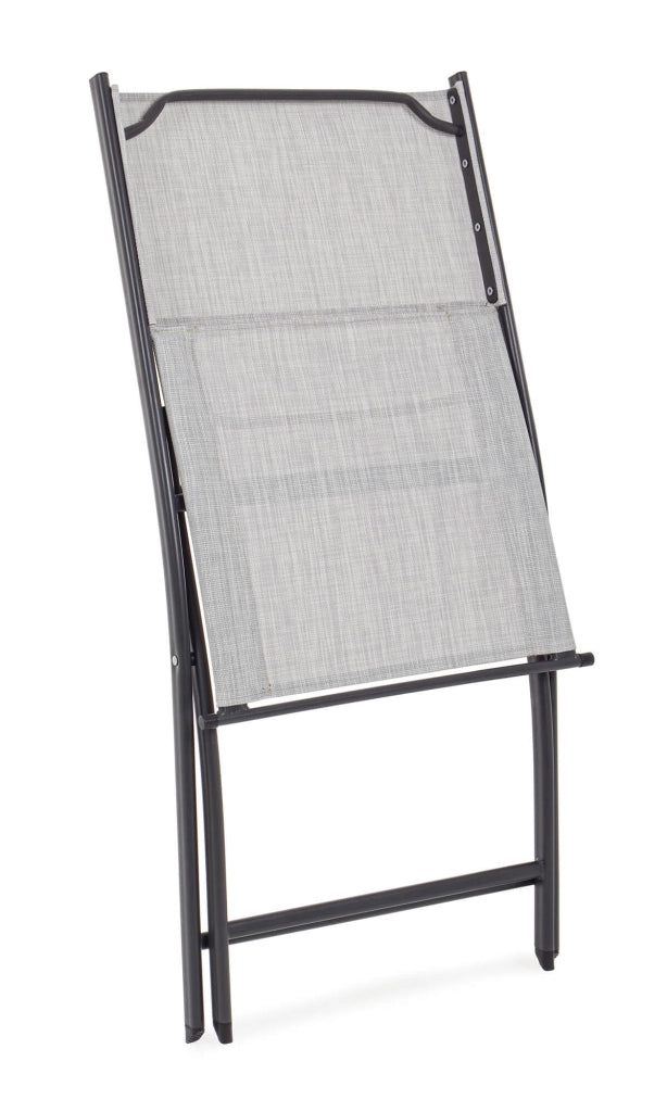 Set 4 Sedie da Giardino 46x58x80 cm in Acciaio e Textilene Martinez Grigio Chiaro