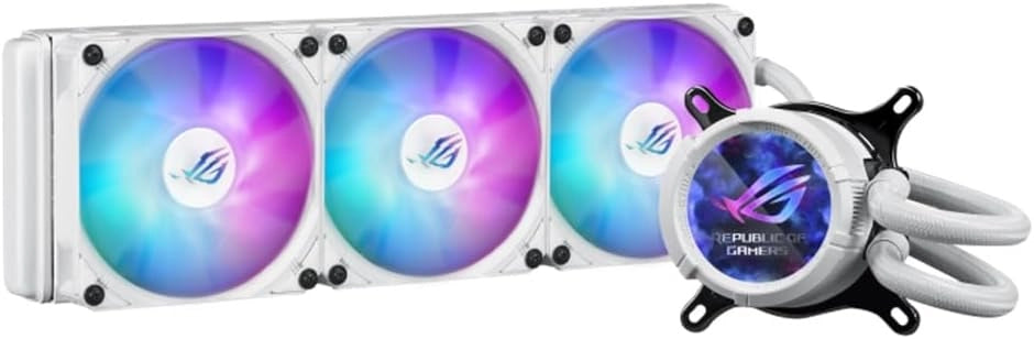 ROG Strix LC III 360 ARGB, dissipatore di liquidi per CPU all-in-one con blocco dell'acqua ruotabile a 360°, pompa Asetek V2 di 7a generazione, ventole ARGB ROG Premium, Aura Sync, Nero