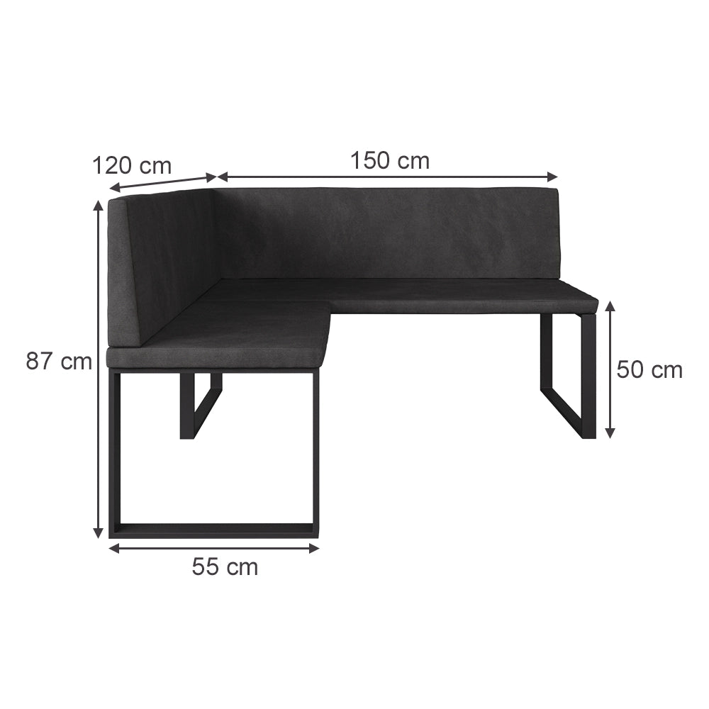 Vicco panca ad angolo Antracite 120 x 150 cm