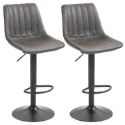 Sgabello da bar set di 2 con altezza regolabile e poggiapiedi in microfibra e metallo - grigio scuro