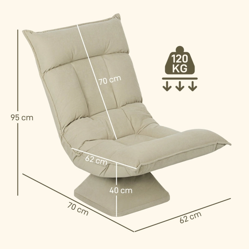 Poltrona da pavimento girevole 360° reclinabile a 5 posizioni, pieghevole, beige